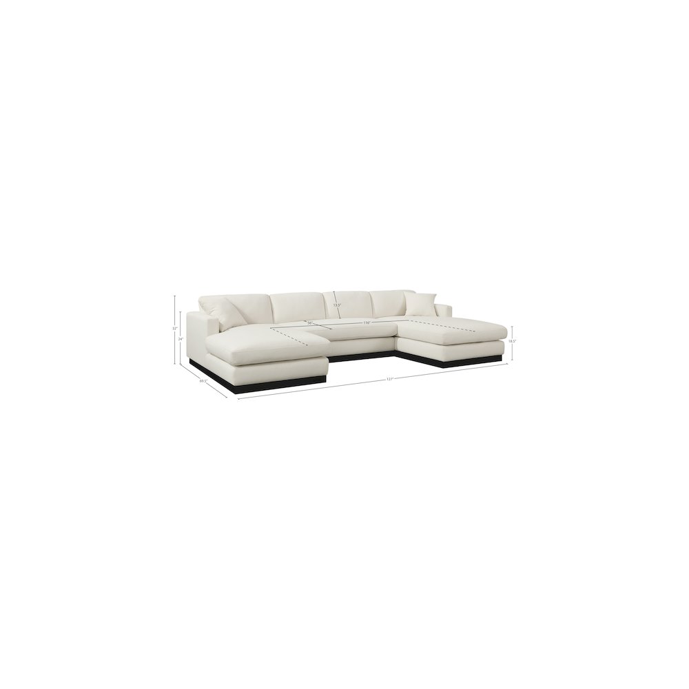 Johanna Cream Linen Textured Fabric 3pc. Sectional