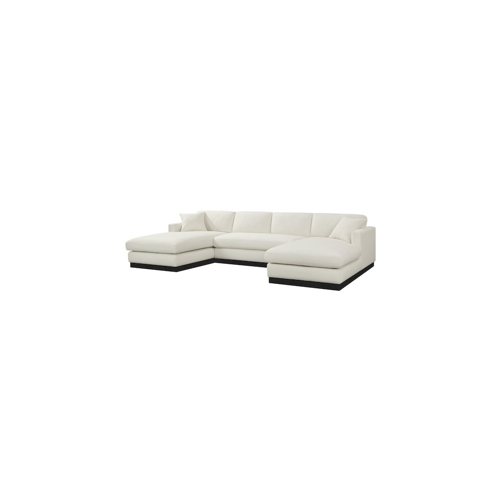 Johanna Cream Linen Textured Fabric 3pc. Sectional