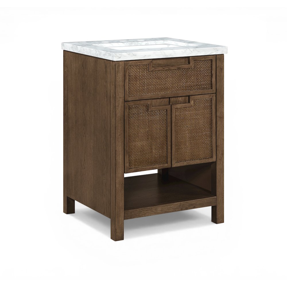 Soren 24" Brown Genuine Carrara Marble And Solid Wood Bathroom Vanity
