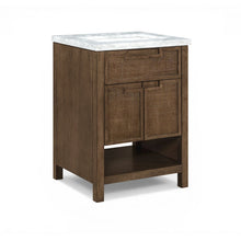 Soren 24" Brown Genuine Carrara Marble And Solid Wood Bathroom Vanity