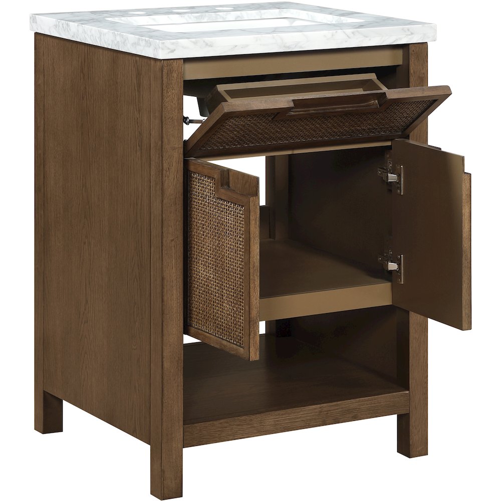 Soren 24" Brown Genuine Carrara Marble And Solid Wood Bathroom Vanity