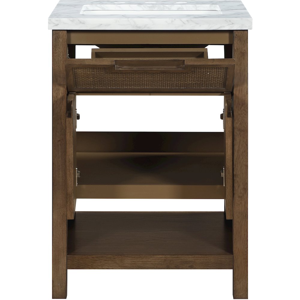 Soren 24" Brown Genuine Carrara Marble And Solid Wood Bathroom Vanity