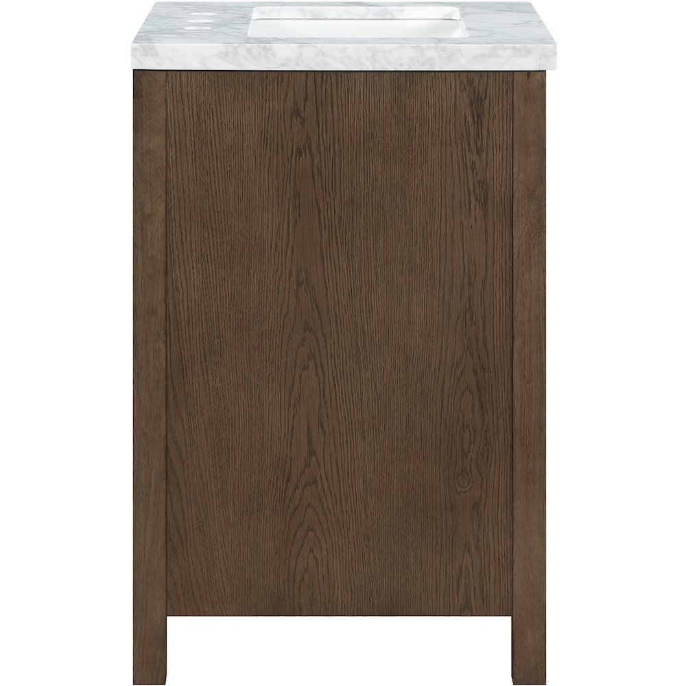 Soren 24" Brown Genuine Carrara Marble And Solid Wood Bathroom Vanity