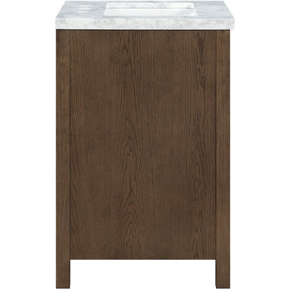 Soren 24" Brown Genuine Carrara Marble And Solid Wood Bathroom Vanity