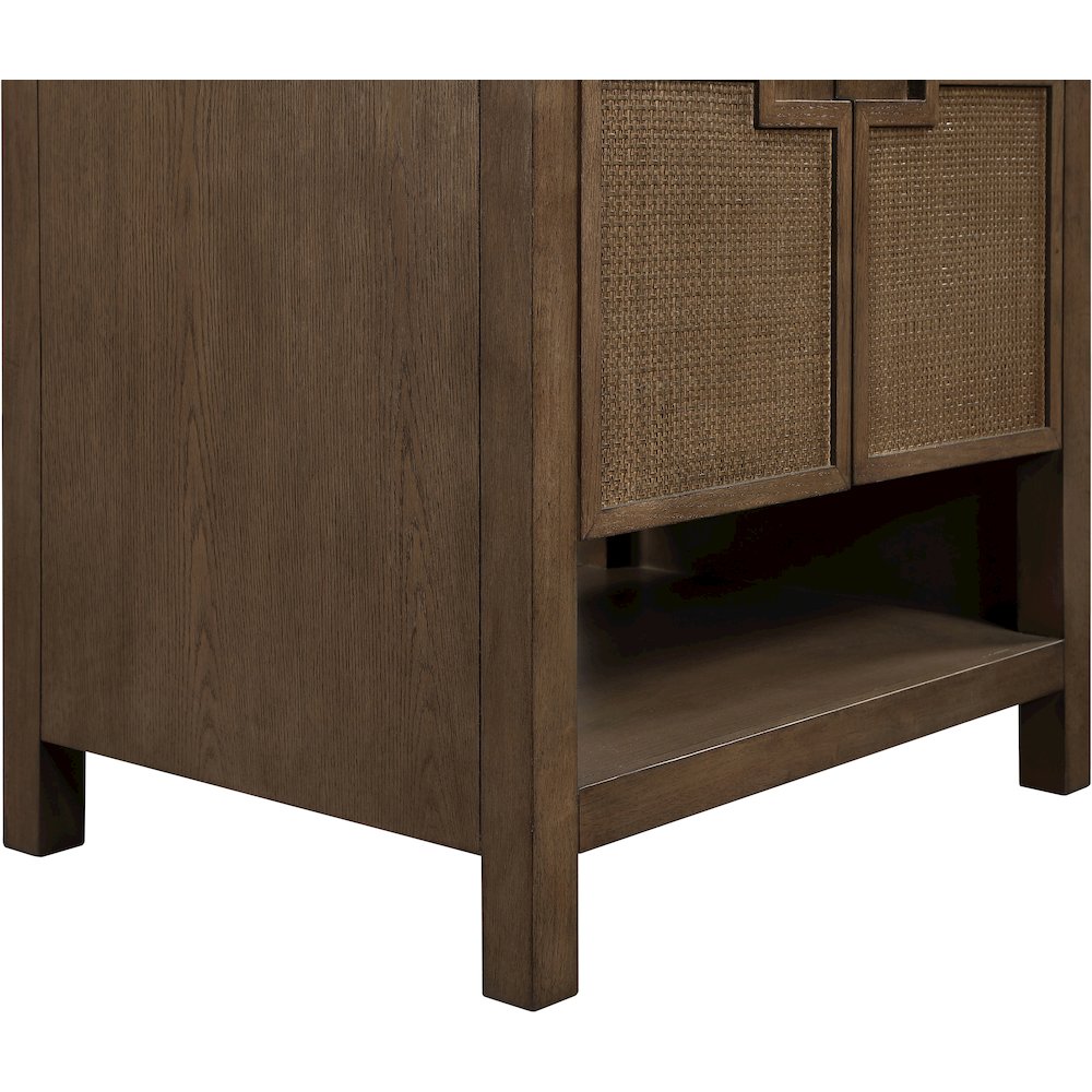 Soren 30" Brown Genuine Carrara Marble And Solid Wood Bathroom Vanity