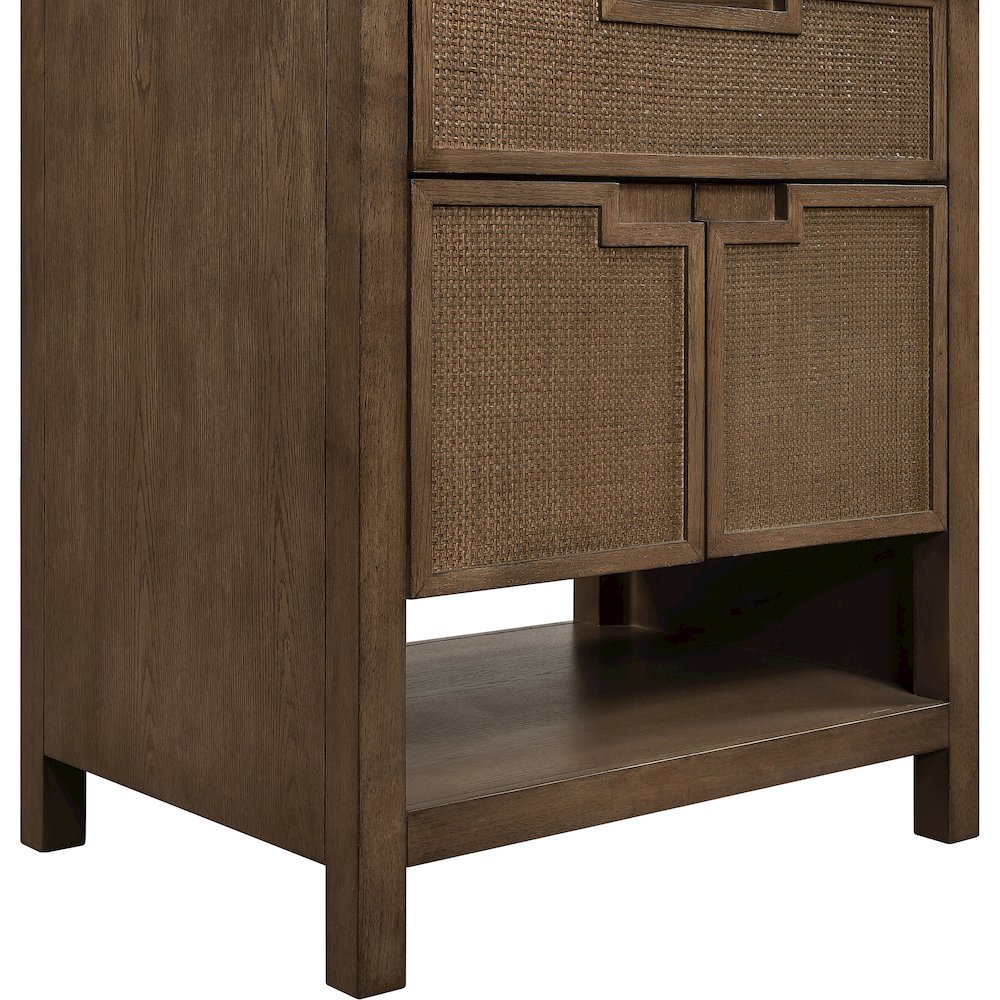 Soren 30" Brown Genuine Carrara Marble And Solid Wood Bathroom Vanity