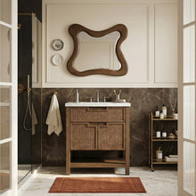 Soren 30" Brown Genuine Carrara Marble And Solid Wood Bathroom Vanity