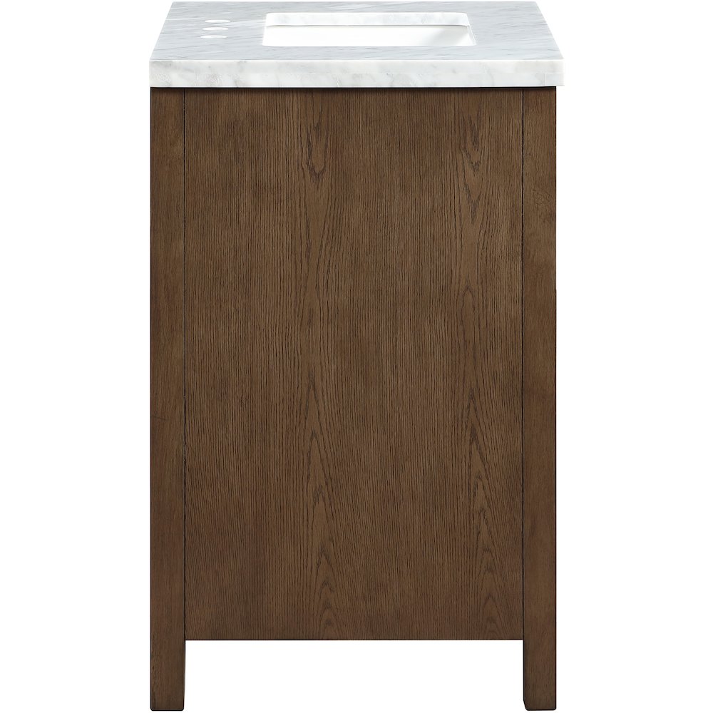 Soren 30" Brown Genuine Carrara Marble And Solid Wood Bathroom Vanity
