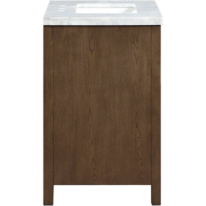 Soren 30" Brown Genuine Carrara Marble And Solid Wood Bathroom Vanity