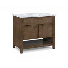 Soren 36" Brown Genuine Carrara Marble And Solid Wood Bathroom Vanity