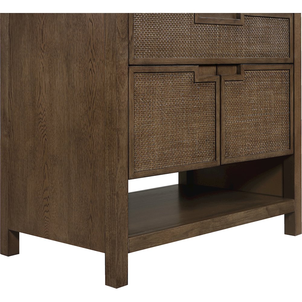 Soren 36" Brown Genuine Carrara Marble And Solid Wood Bathroom Vanity