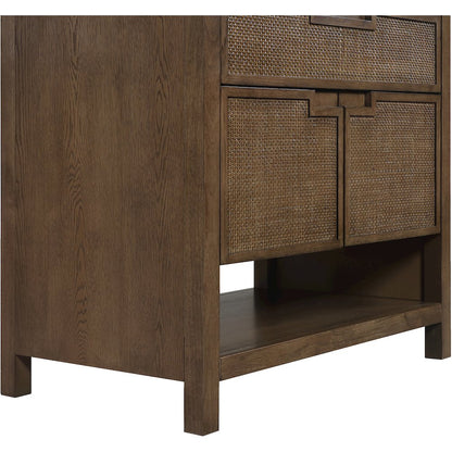 Soren 36" Brown Genuine Carrara Marble And Solid Wood Bathroom Vanity