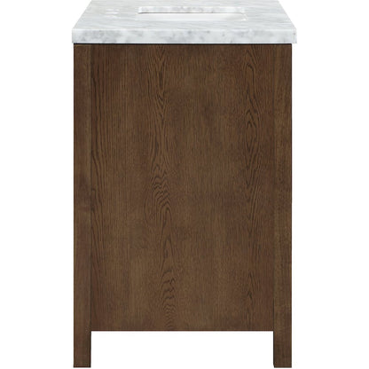 Soren 36" Brown Genuine Carrara Marble And Solid Wood Bathroom Vanity