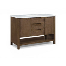 Soren 48" Brown Genuine Carrara Marble And Solid Wood Bathroom Vanity
