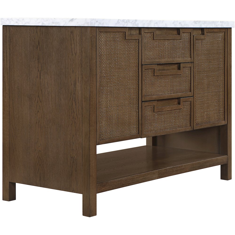 Soren 48" Brown Genuine Carrara Marble And Solid Wood Bathroom Vanity