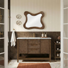 Soren 48" Brown Genuine Carrara Marble And Solid Wood Bathroom Vanity