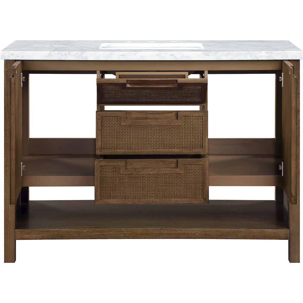 Soren 48" Brown Genuine Carrara Marble And Solid Wood Bathroom Vanity