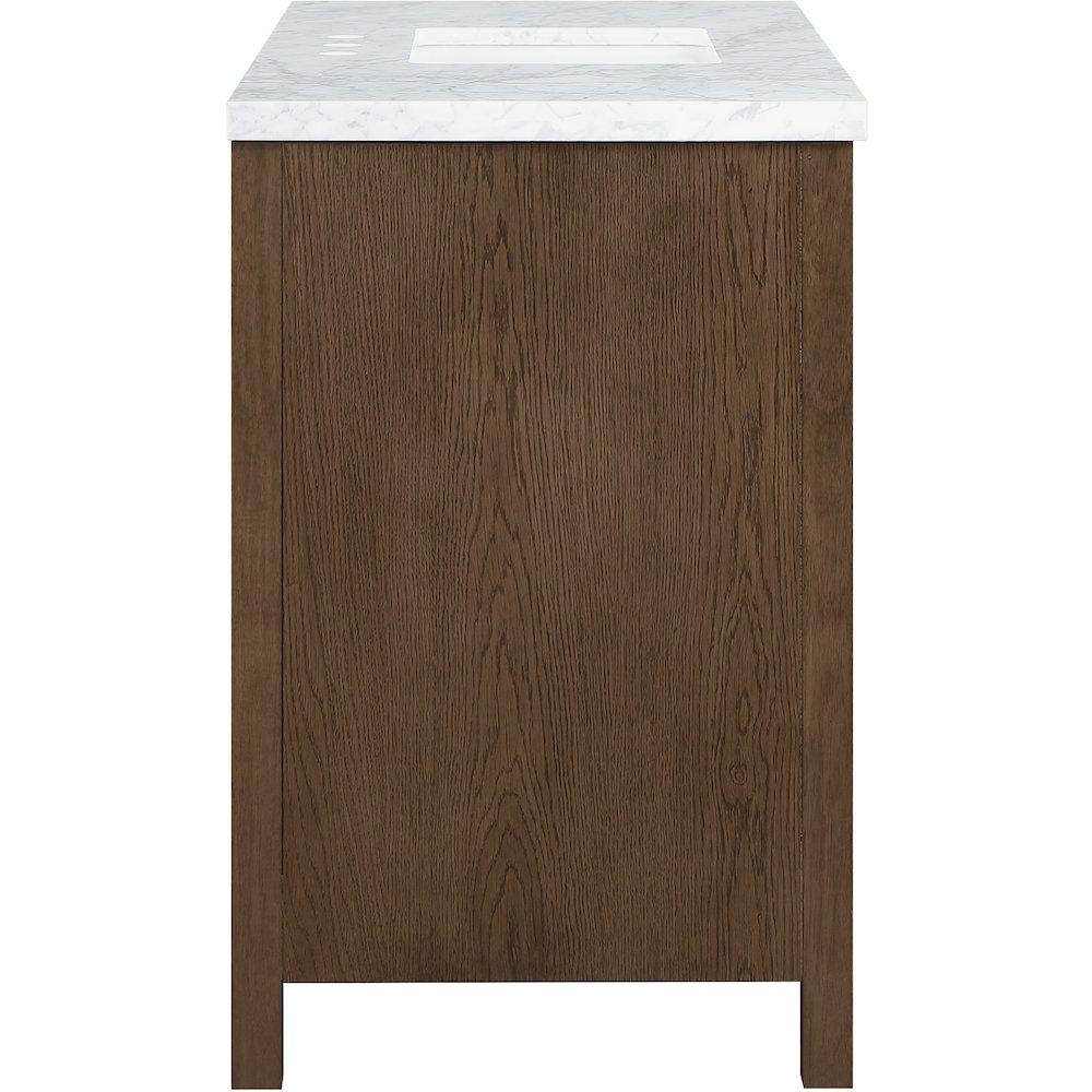 Soren 48" Brown Genuine Carrara Marble And Solid Wood Bathroom Vanity