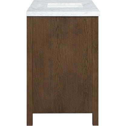 Soren 48" Brown Genuine Carrara Marble And Solid Wood Bathroom Vanity