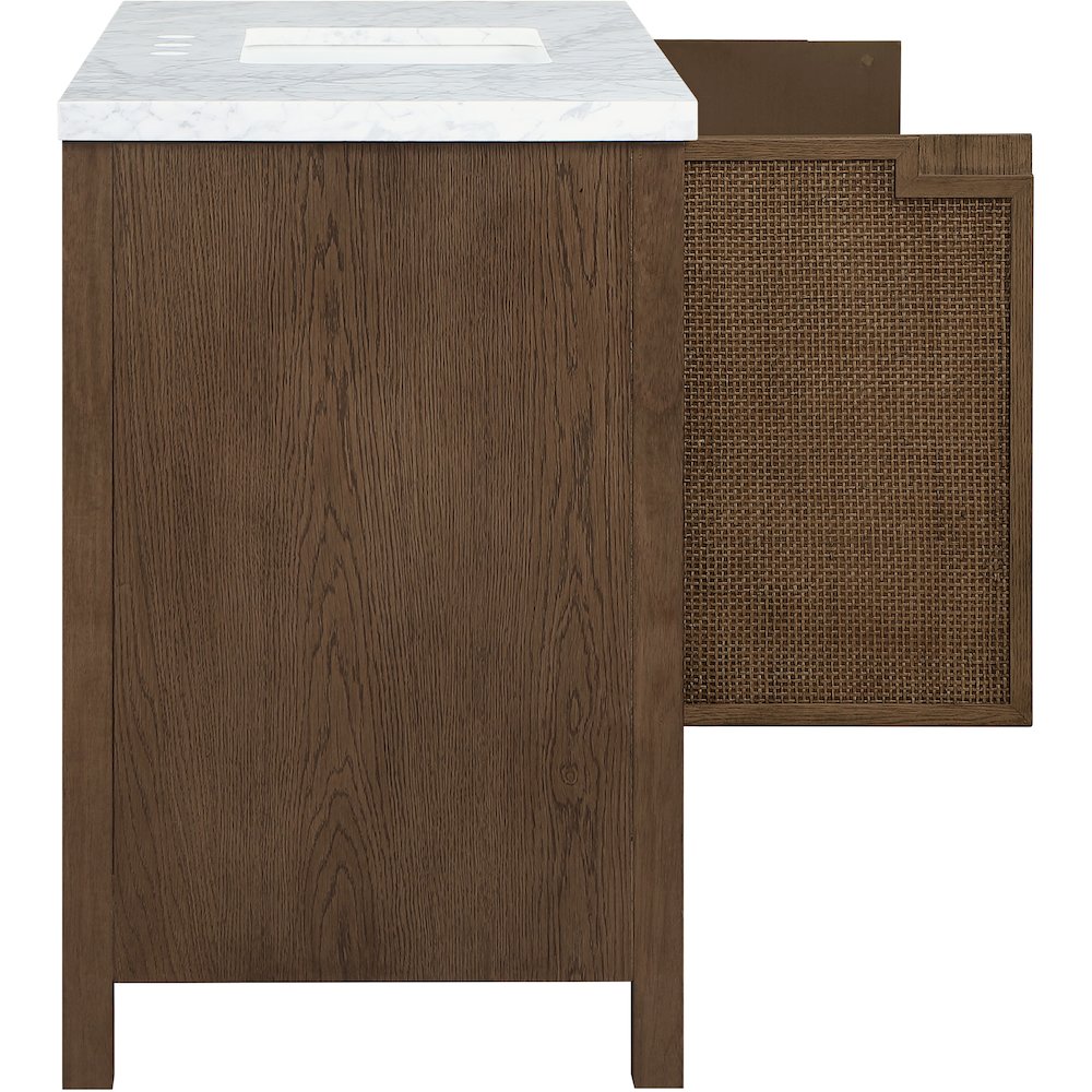 Soren 48" Brown Genuine Carrara Marble And Solid Wood Bathroom Vanity