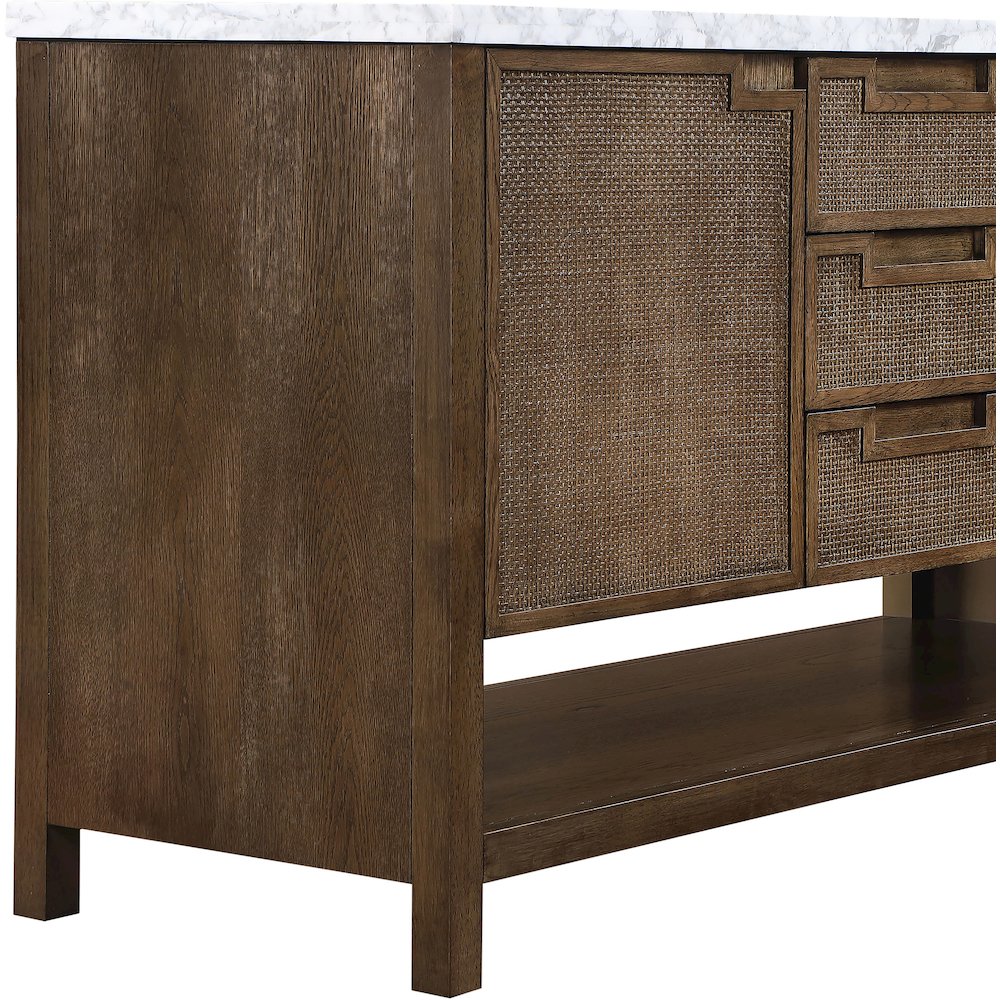 Soren 60" Brown Genuine Carrara Marble And Solid Wood Bathroom Vanity