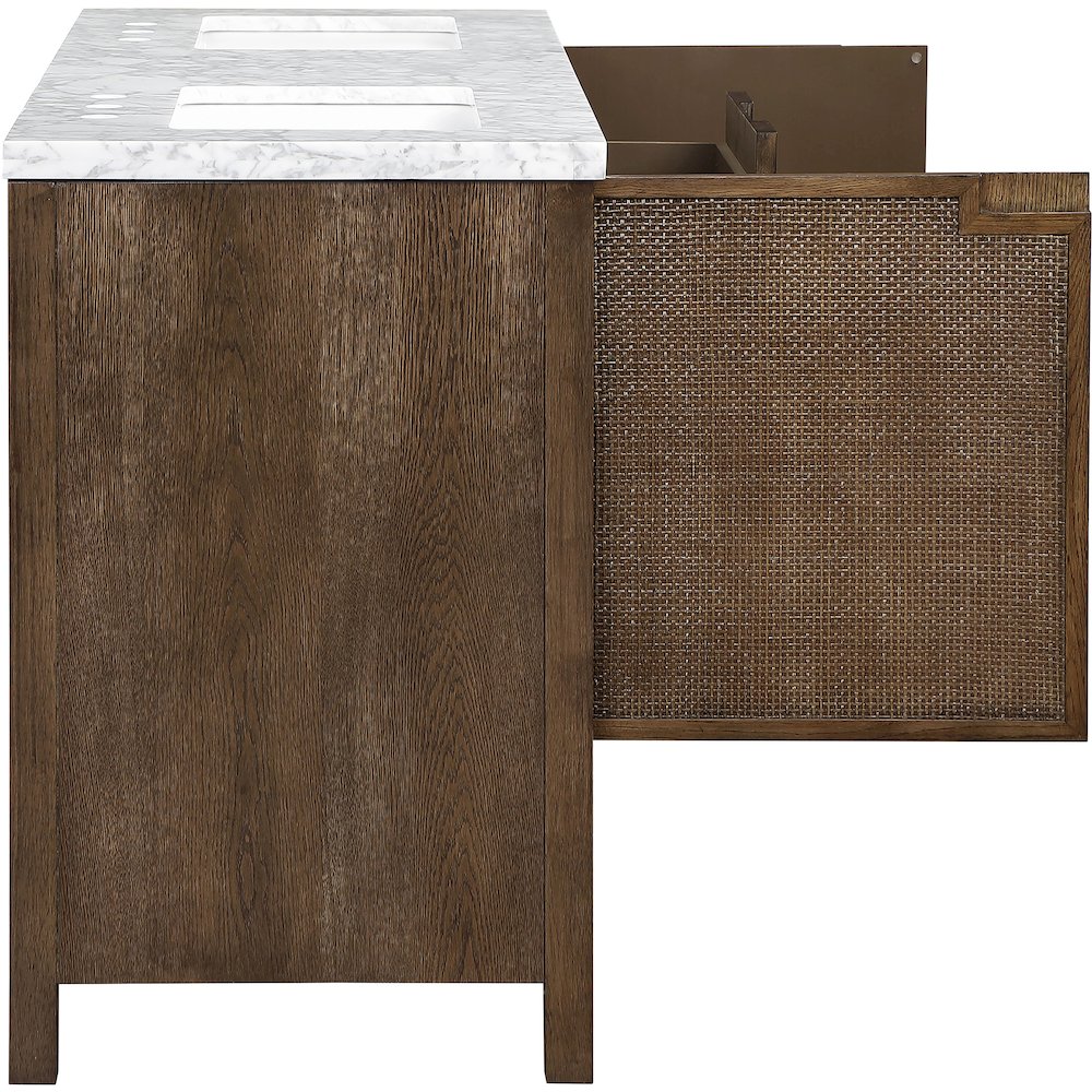 Soren 60" Brown Genuine Carrara Marble And Solid Wood Bathroom Vanity