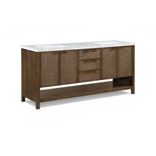 Soren 72" Brown Genuine Carrara Marble And Solid Wood Bathroom Vanity