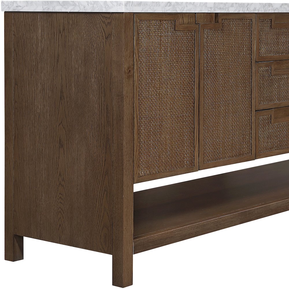 Soren 72" Brown Genuine Carrara Marble And Solid Wood Bathroom Vanity