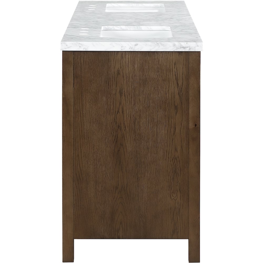 Soren 72" Brown Genuine Carrara Marble And Solid Wood Bathroom Vanity