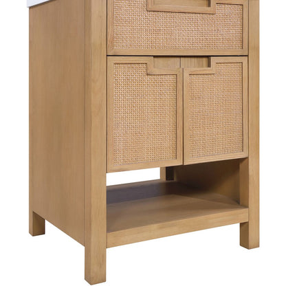 Soren 24" Natural Engineered Stone And Solid Wood Bathroom Vanity