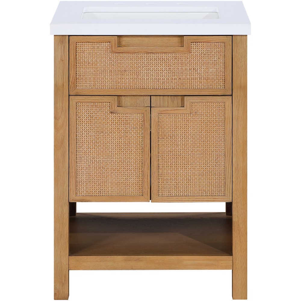 Soren 24" Natural Engineered Stone And Solid Wood Bathroom Vanity