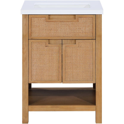 Soren 24" Natural Engineered Stone And Solid Wood Bathroom Vanity