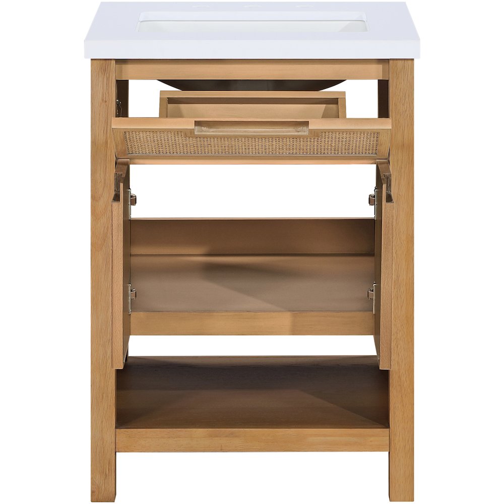 Soren 24" Natural Engineered Stone And Solid Wood Bathroom Vanity