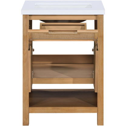 Soren 24" Natural Engineered Stone And Solid Wood Bathroom Vanity