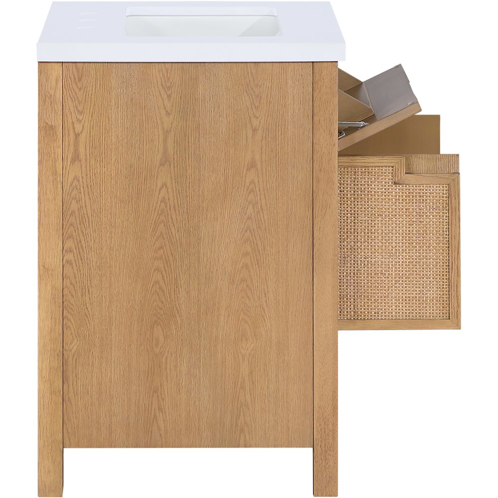 Soren 24" Natural Engineered Stone And Solid Wood Bathroom Vanity