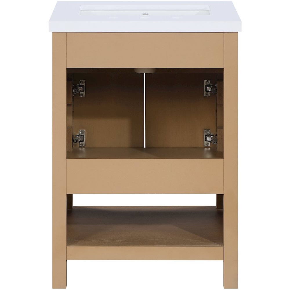 Soren 24" Natural Engineered Stone And Solid Wood Bathroom Vanity