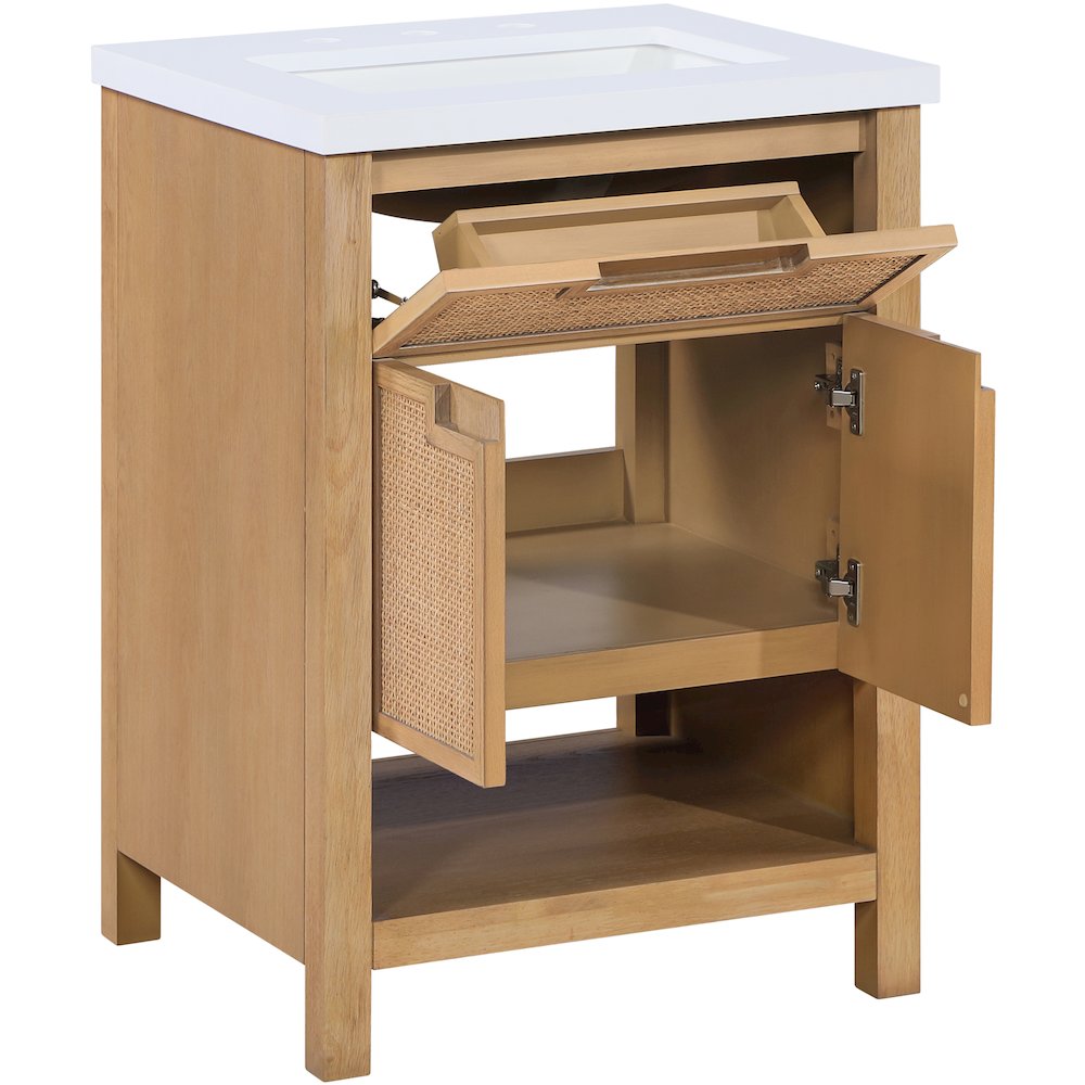 Soren 24" Natural Engineered Stone And Solid Wood Bathroom Vanity