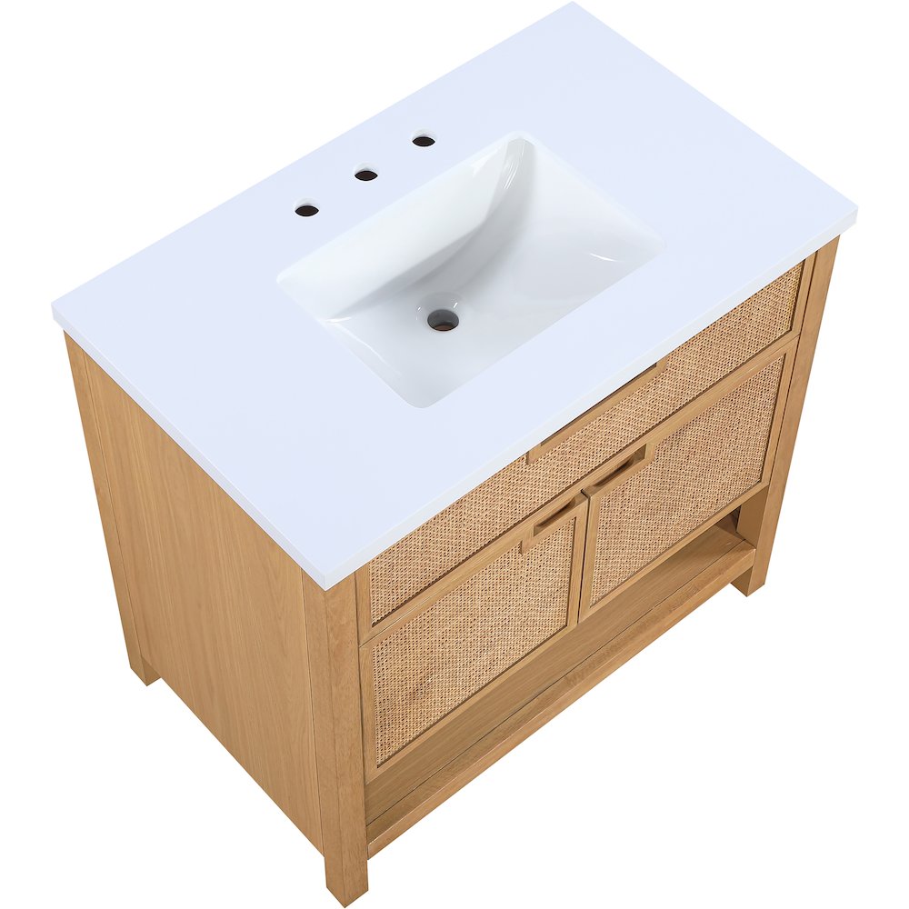 Soren 36" Natural Engineered Stone And Solid Wood Bathroom Vanity