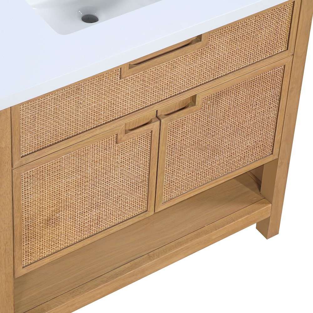 Soren 36" Natural Engineered Stone And Solid Wood Bathroom Vanity