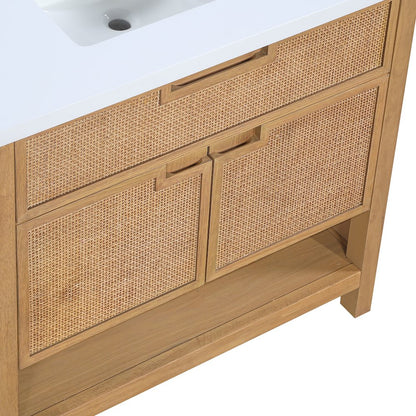 Soren 36" Natural Engineered Stone And Solid Wood Bathroom Vanity