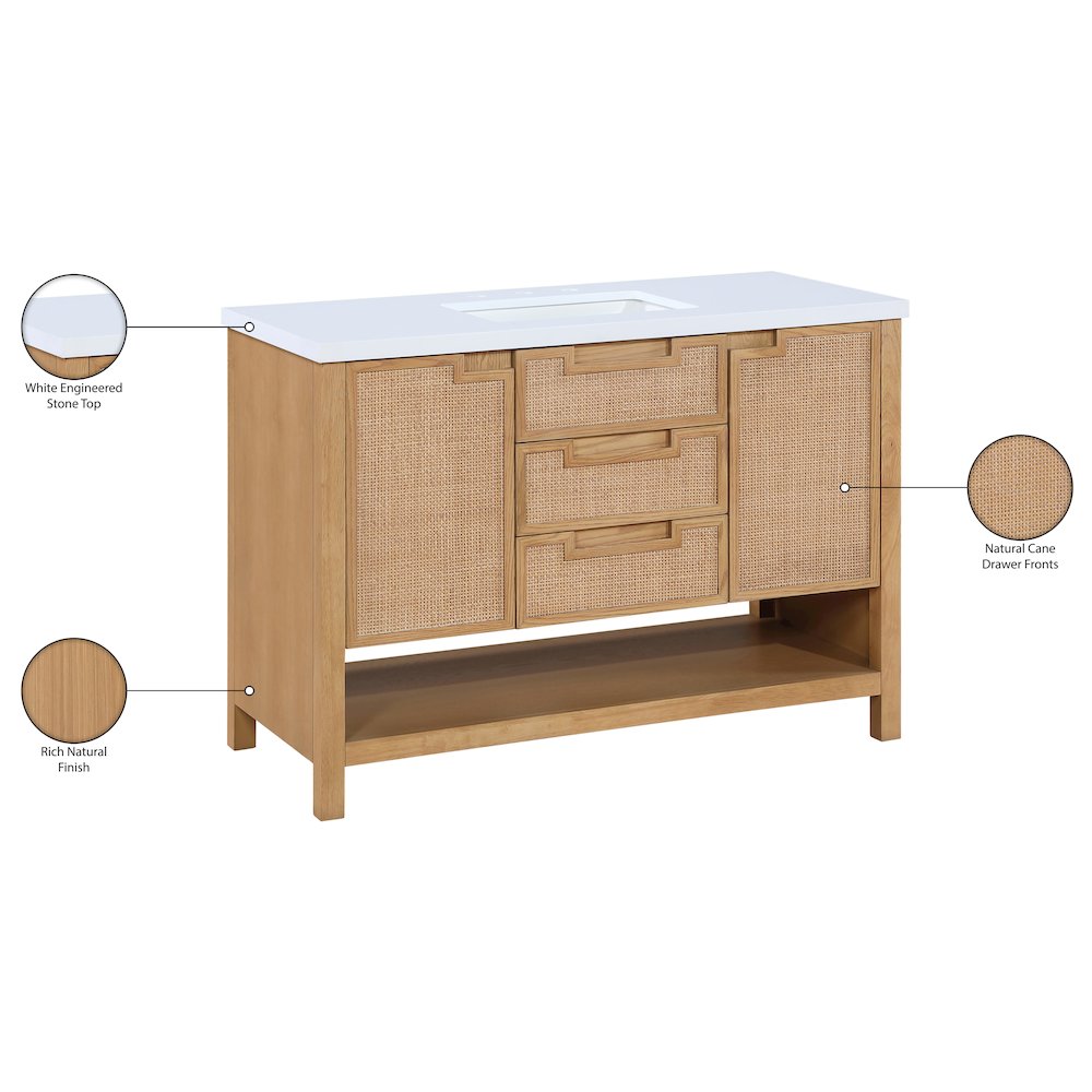 Soren 48" Natural Engineered Stone And Solid Wood Bathroom Vanity
