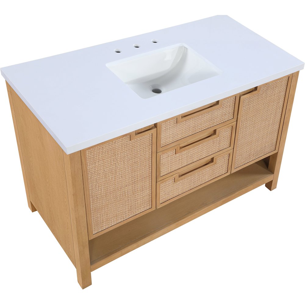 Soren 48" Natural Engineered Stone And Solid Wood Bathroom Vanity
