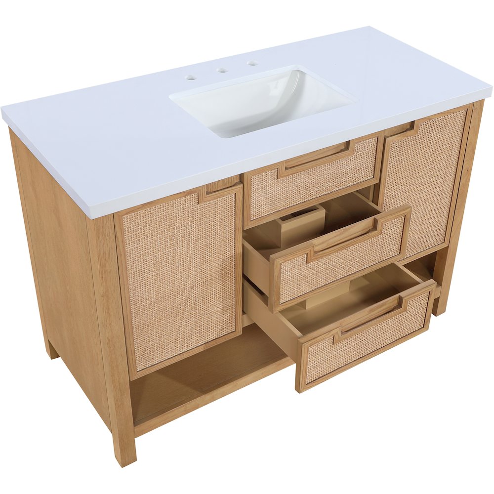 Soren 48" Natural Engineered Stone And Solid Wood Bathroom Vanity