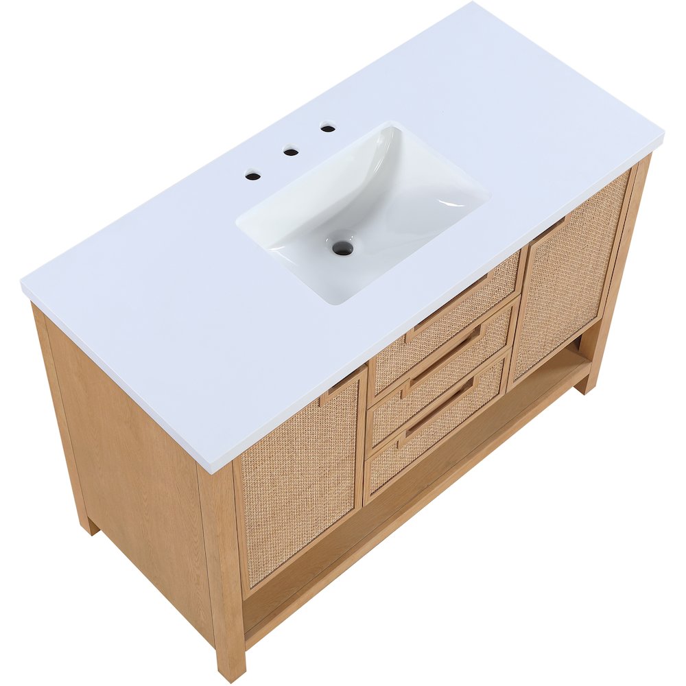 Soren 48" Natural Engineered Stone And Solid Wood Bathroom Vanity