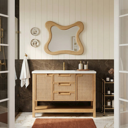 Soren 48" Natural Engineered Stone And Solid Wood Bathroom Vanity