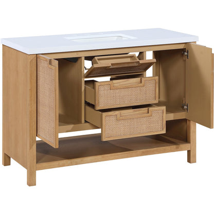 Soren 48" Natural Engineered Stone And Solid Wood Bathroom Vanity