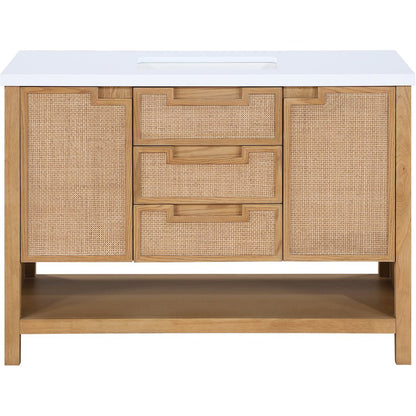 Soren 48" Natural Engineered Stone And Solid Wood Bathroom Vanity