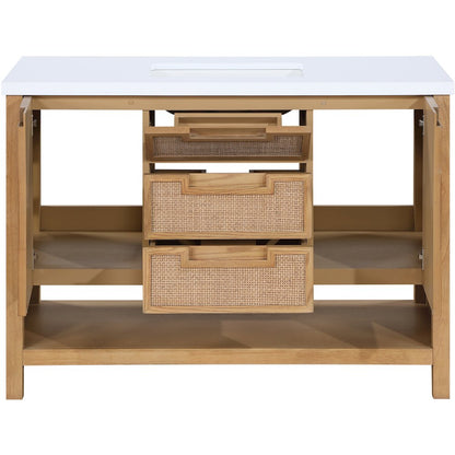 Soren 48" Natural Engineered Stone And Solid Wood Bathroom Vanity