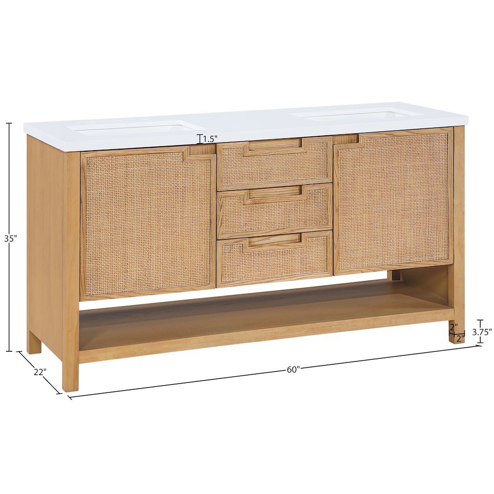 Soren 60" Natural Engineered Stone And Solid Wood Bathroom Vanity