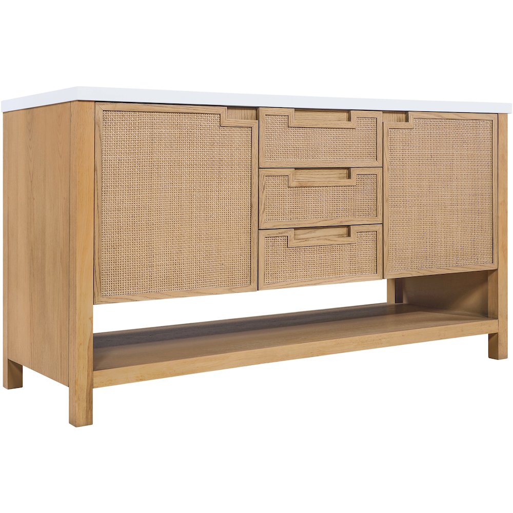 Soren 60" Natural Engineered Stone And Solid Wood Bathroom Vanity